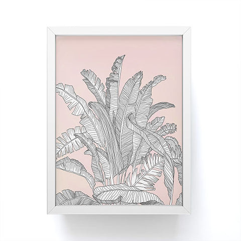 Sewzinski Banana Leaves on Pink Framed Mini Art Print