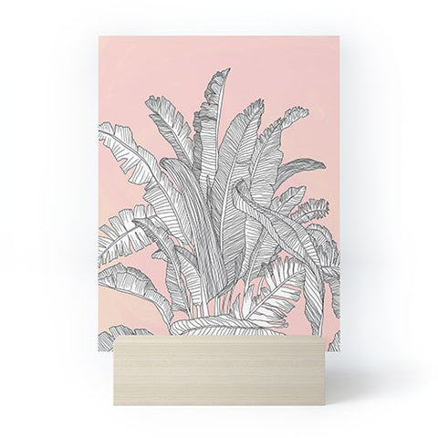 Sewzinski Banana Leaves on Pink Mini Art Print