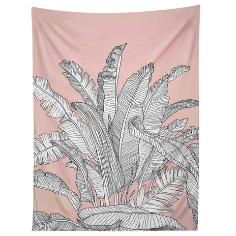 Sewzinski Banana Leaves on Pink Tapestry