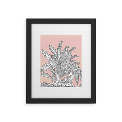 Sewzinski Banana Leaves on Pink Framed Art Print