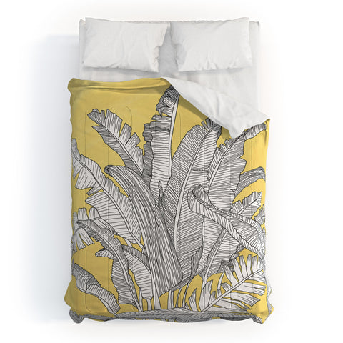 Sewzinski Banana Leaves on Yellow Comforter