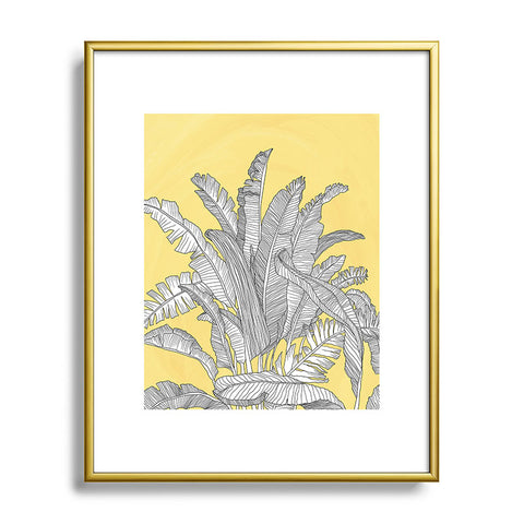 Sewzinski Banana Leaves on Yellow Metal Framed Art Print