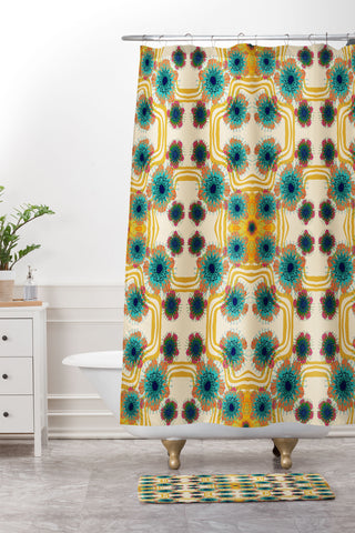 Sewzinski Banksia Floral Pattern Shower Curtain And Mat