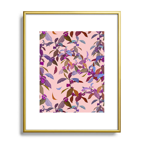 Sewzinski Beautyberry on Pink Metal Framed Art Print