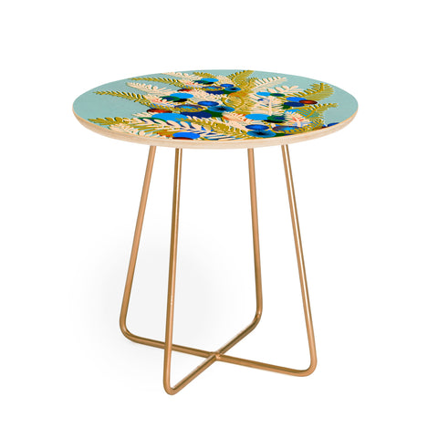 Sewzinski Berry Branches Blue Green Round Side Table