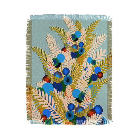 Sewzinski Berry Branches Blue Green Throw Blanket