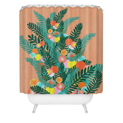 Sewzinski Berry Branches Green Orange Shower Curtain