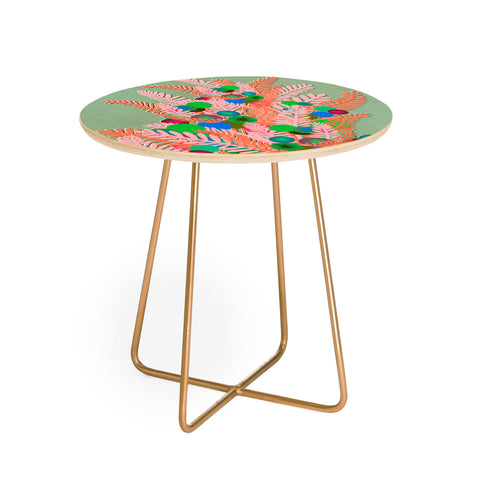 Sewzinski Berry Branches Pink Green Round Side Table