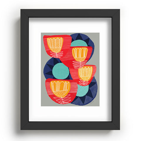 Sewzinski Big Flowers in Red and Blue Recessed Framing Rectangle