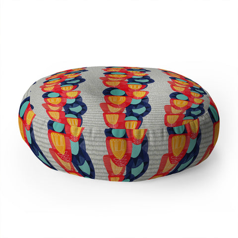 Sewzinski Big Flowers in Red and Blue Floor Pillow Round