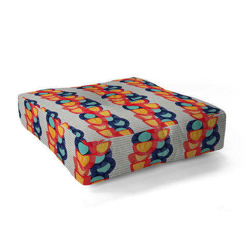 Sewzinski Big Flowers in Red and Blue Floor Pillow Square
