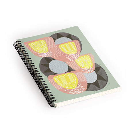 Sewzinski Big Flowers on Sage Spiral Notebook