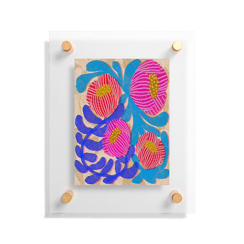 Sewzinski Big Pink and Blue Florals Floating Acrylic Print