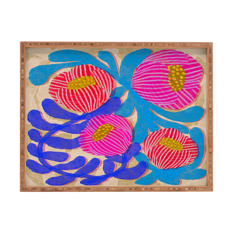 Sewzinski Big Pink and Blue Florals Rectangular Tray