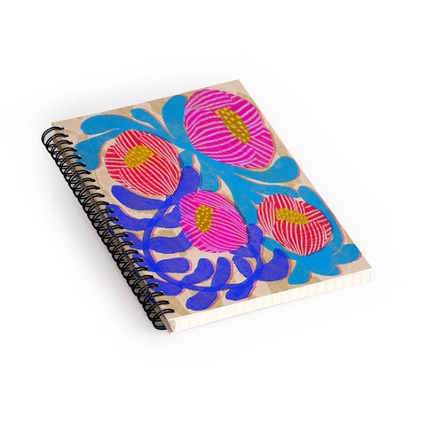 Sewzinski Big Pink and Blue Florals Spiral Notebook
