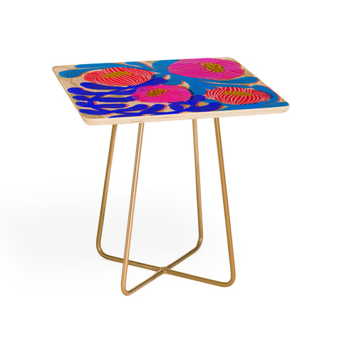 Sewzinski Big Pink and Blue Florals Side Table