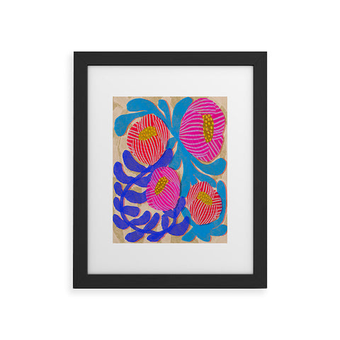 Sewzinski Big Pink and Blue Florals Framed Art Print
