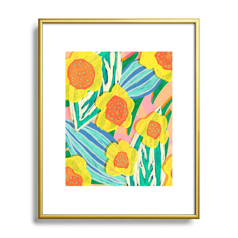 Sewzinski Big Yellow Flowers Metal Framed Art Print