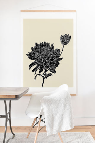 Sewzinski Black Chrysanthemum Art Print And Hanger