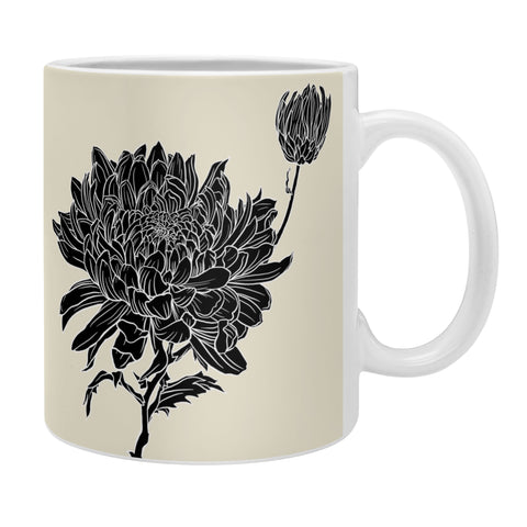 Sewzinski Black Chrysanthemum Coffee Mug