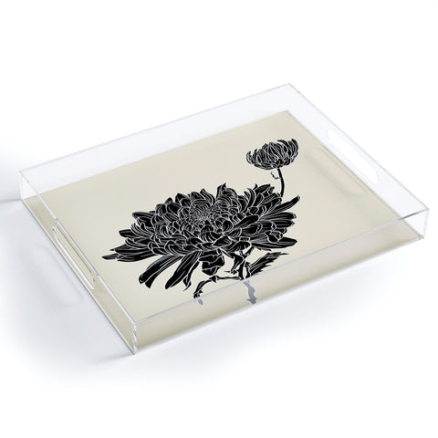 Sewzinski Black Chrysanthemum Acrylic Tray