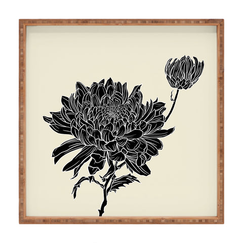 Sewzinski Black Chrysanthemum Square Tray