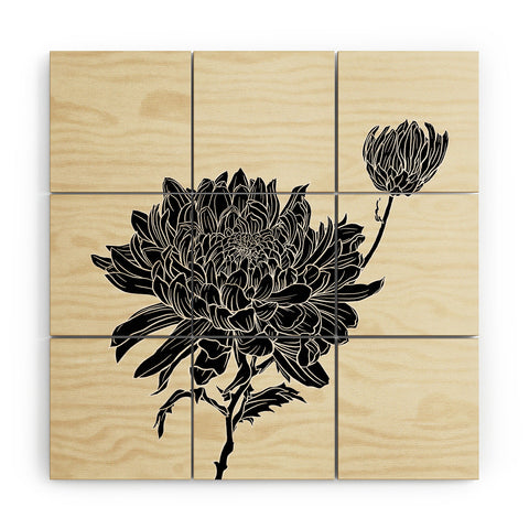 Sewzinski Black Chrysanthemum Wood Wall Mural