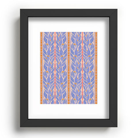 Sewzinski Blue Leaves on Lavender Recessed Framing Rectangle