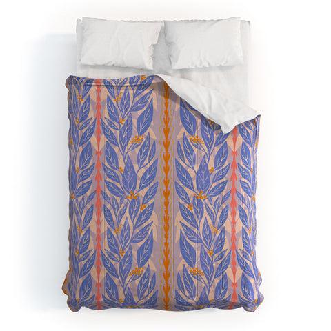 Sewzinski Blue Leaves on Lavender Comforter