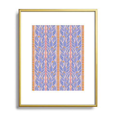Sewzinski Blue Leaves on Lavender Metal Framed Art Print