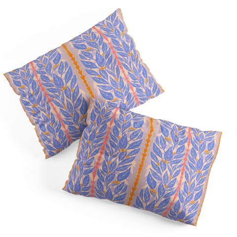 Sewzinski Blue Leaves on Lavender Pillow Shams