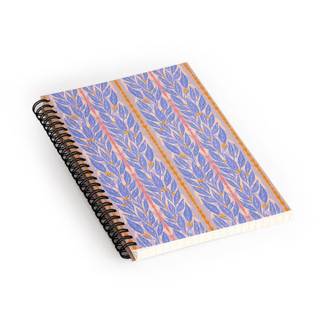 Sewzinski Blue Leaves on Lavender Spiral Notebook