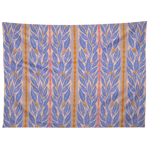 Sewzinski Blue Leaves on Lavender Tapestry