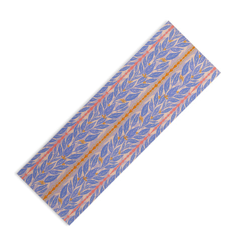 Sewzinski Blue Leaves on Lavender Yoga Mat