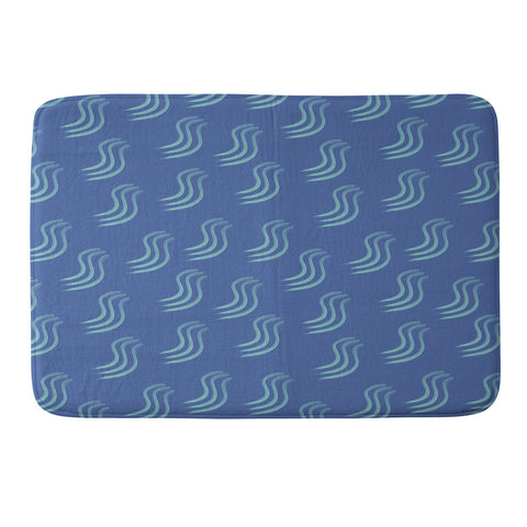 Sewzinski Blue Squiggles Pattern Memory Foam Bath Mat