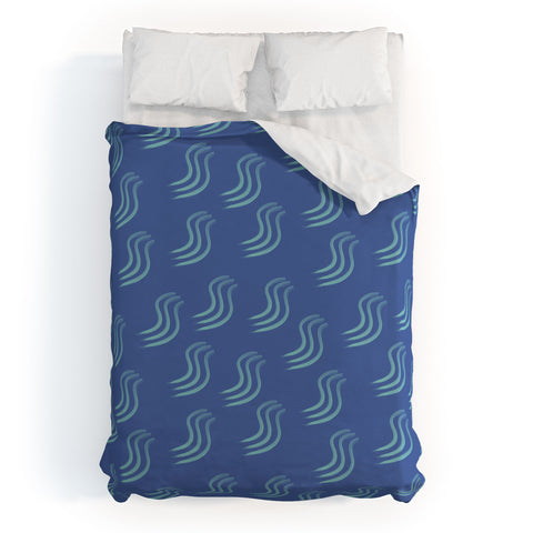 Sewzinski Blue Squiggles Pattern Duvet Cover