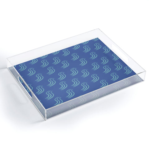 Sewzinski Blue Squiggles Pattern Acrylic Tray