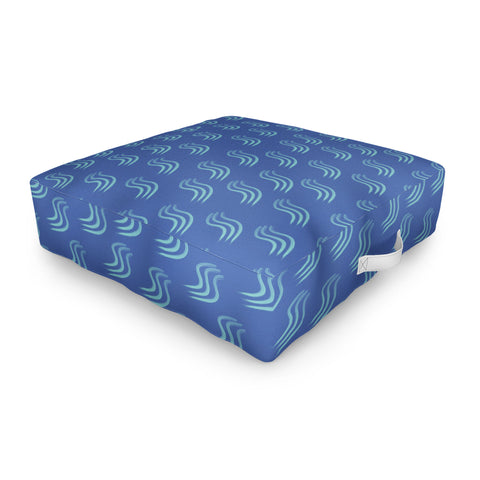 Sewzinski Blue Squiggles Pattern Outdoor Floor Cushion