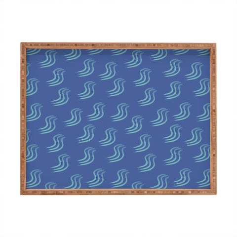 Sewzinski Blue Squiggles Pattern Rectangular Tray