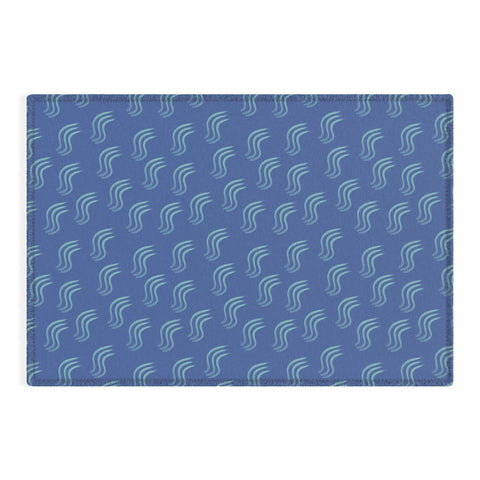 Sewzinski Blue Squiggles Pattern Outdoor Rug