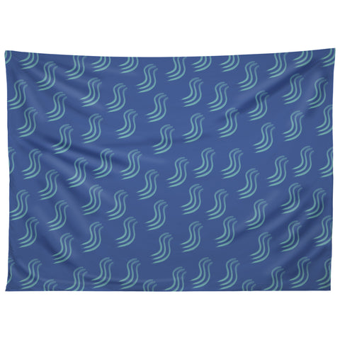 Sewzinski Blue Squiggles Pattern Tapestry