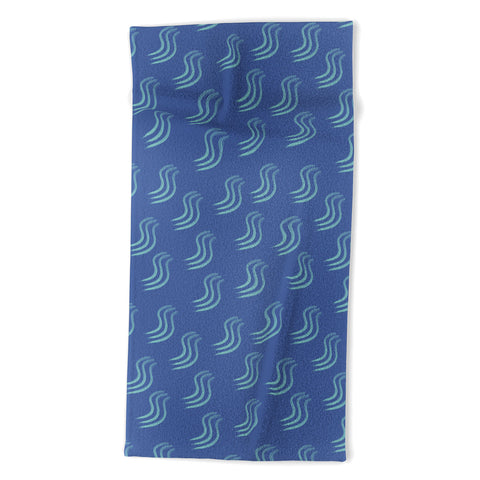 Sewzinski Blue Squiggles Pattern Beach Towel