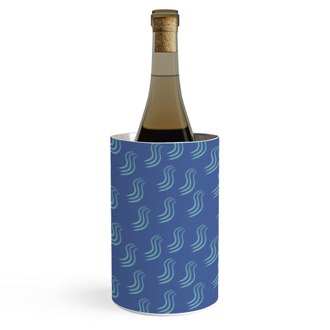 Sewzinski Blue Squiggles Pattern Wine Chiller