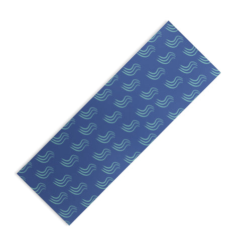Sewzinski Blue Squiggles Pattern Yoga Mat