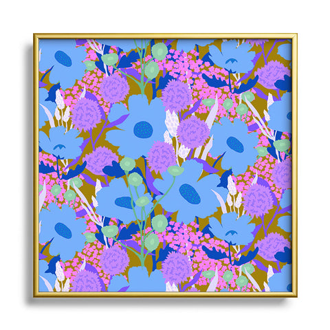 Sewzinski Blue Wildflowers Metal Square Framed Art Print