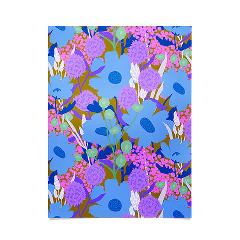 Sewzinski Blue Wildflowers Poster