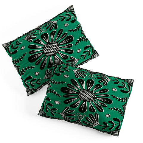 Sewzinski Boho Florals Black Emerald Pillow Shams