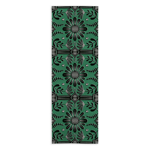 Sewzinski Boho Florals Black Emerald Yoga Towel