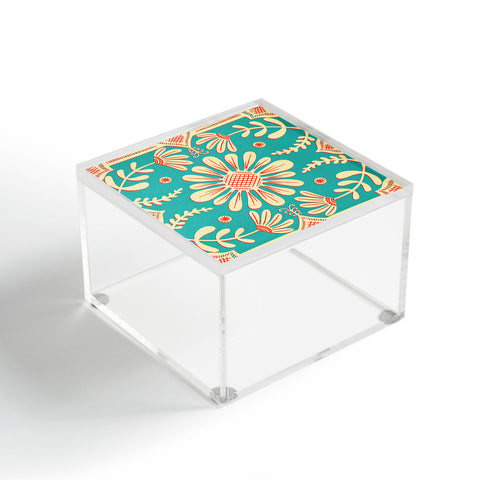 Sewzinski Boho Florals Cream Turquoise Acrylic Box