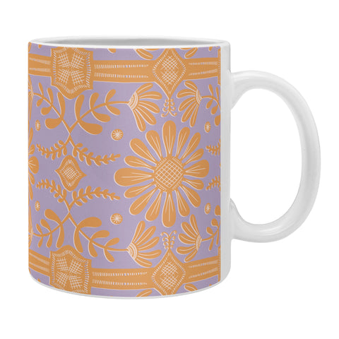 Sewzinski Boho Florals Orange Purple Coffee Mug